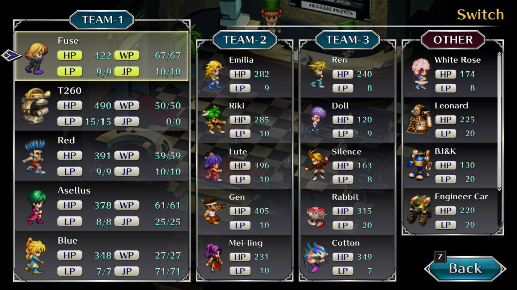 Four parties in SaGa Frontier Remastered.