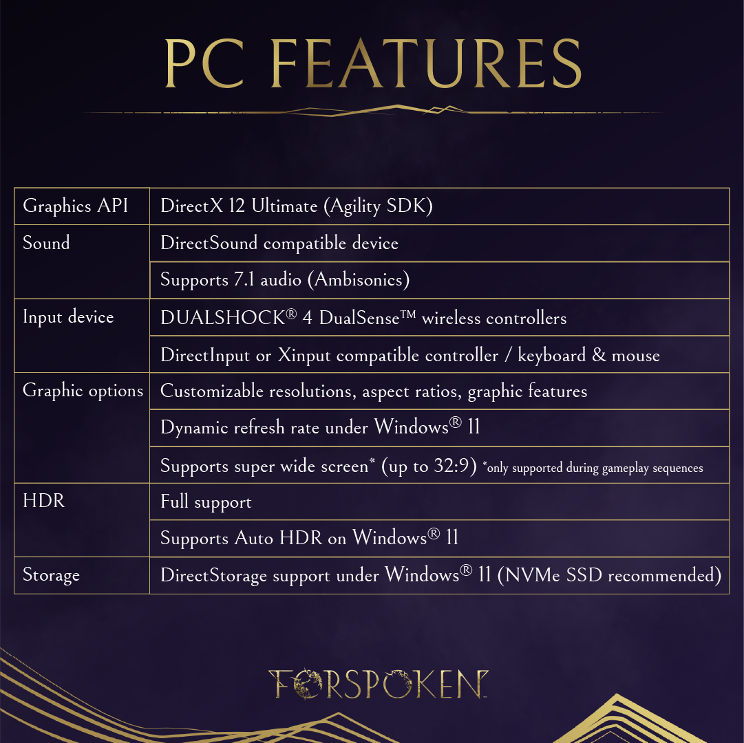 Forspoken PC features